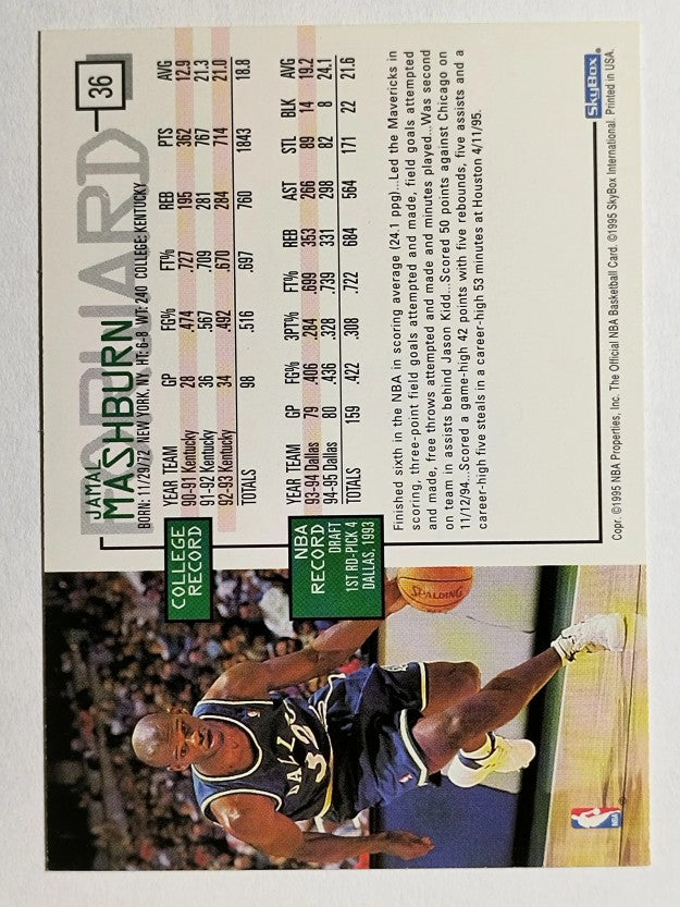 1995-96 Hoops #36 Jamal Mashburn