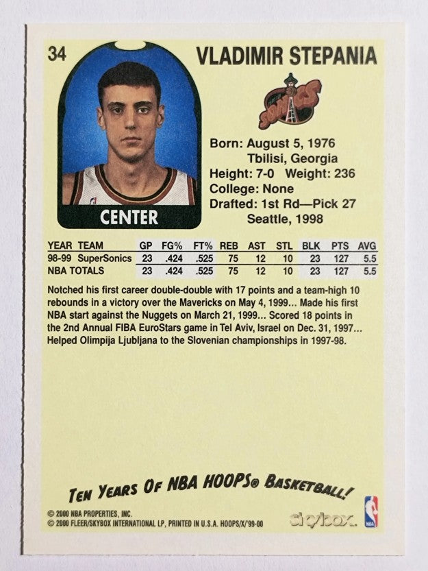1999-00 Hoops Decade #34 Vladimir Stepania