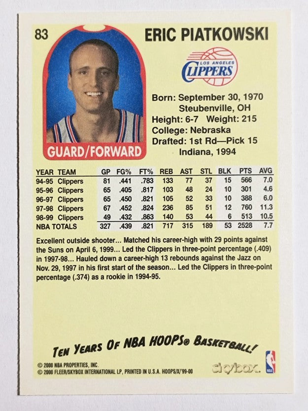 1999-00 Hoops Decade #83 Eric Piatkowski