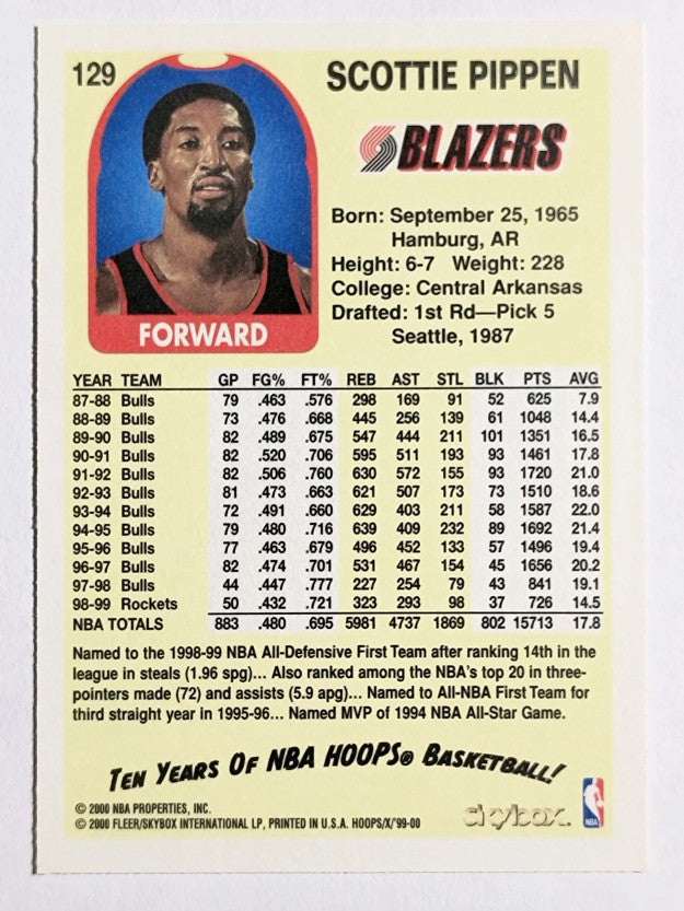 1999-00 Hoops Decade #129 Scottie Pippen