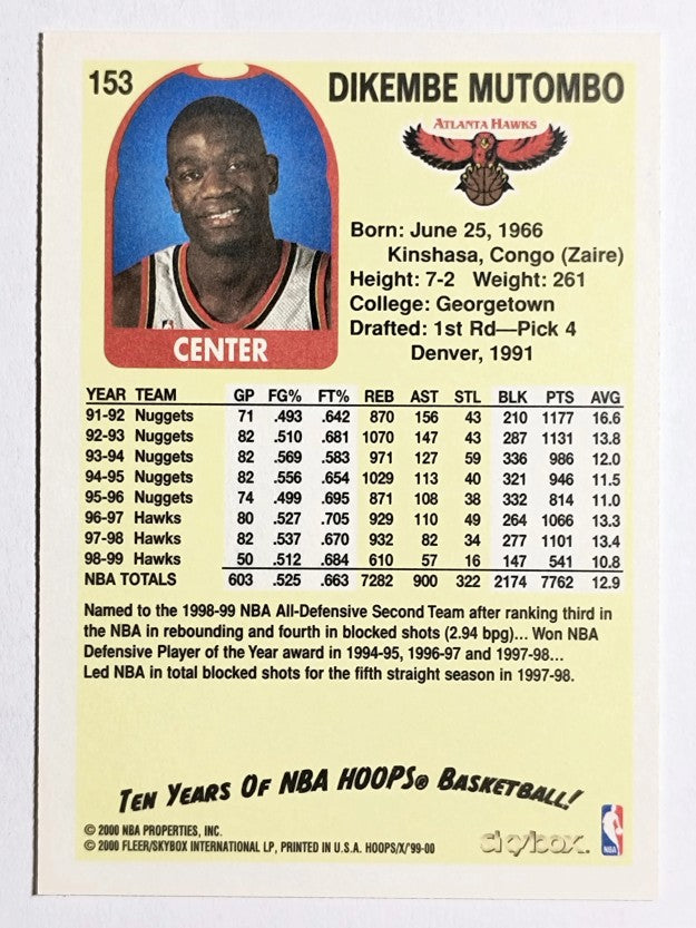 1999-00 Hoops Decade #153 Dikembe Mutombo