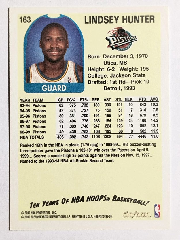 1999-00 Hoops Decade #163 Lindsey Hunter