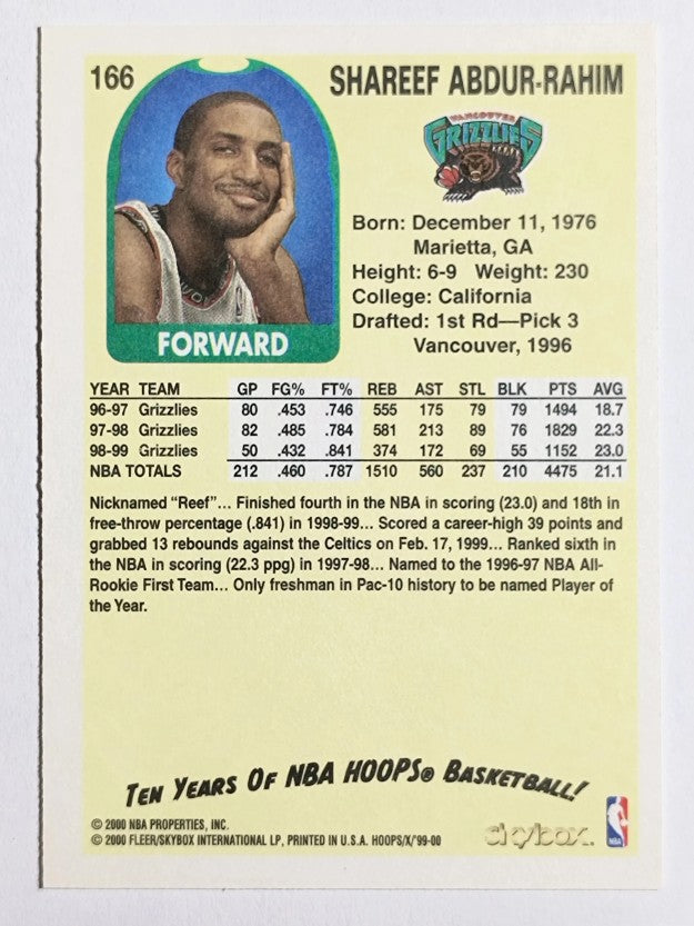 1999-00 Hoops Decade #166 Shareef Abdur-Rahim