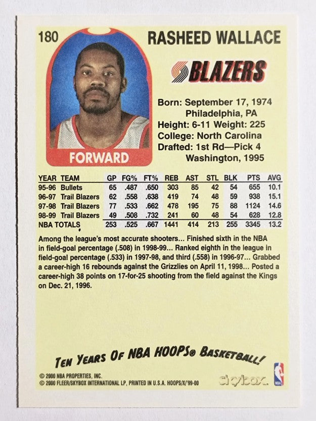 1999-00 Hoops Decade #180 Rasheed Wallace