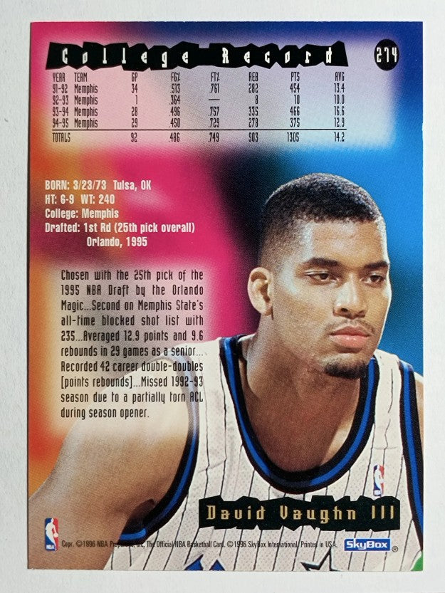 1995-96 Hoops #274 David Vaughn RC