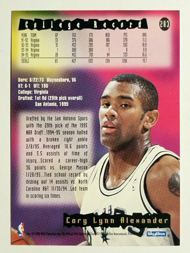 1995-96 Hoops #283 Cory Alexander RC