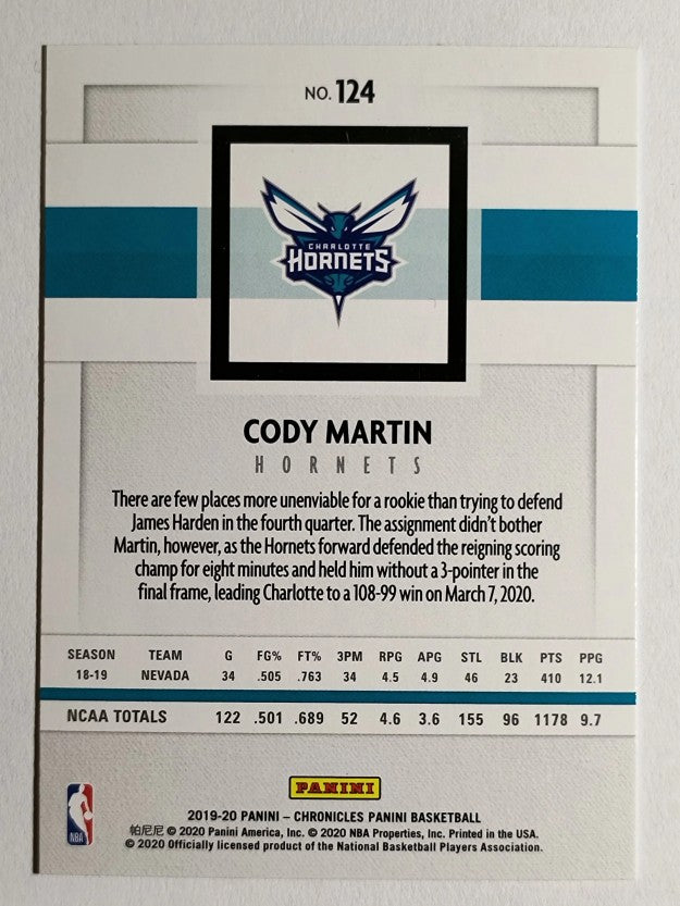 2019-20 Panini Chronicles #124 Cody Martin RC/Panini