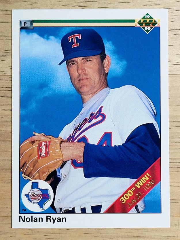 1990 Upper Deck #734B Nolan Ryan/stripe added on card front for 300th win