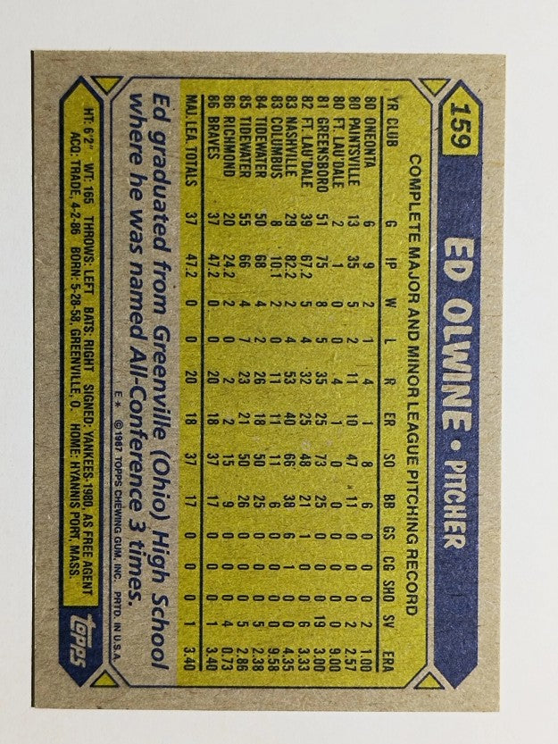 1987 Topps #159 Ed Olwine