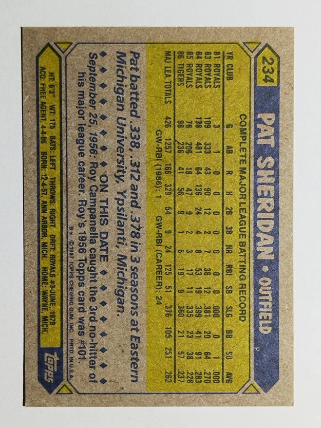 1987 Topps #234 Pat Sheridan