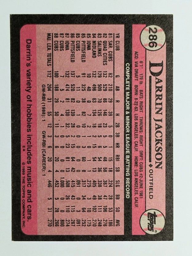 1989 Topps #286 Darrin Jackson