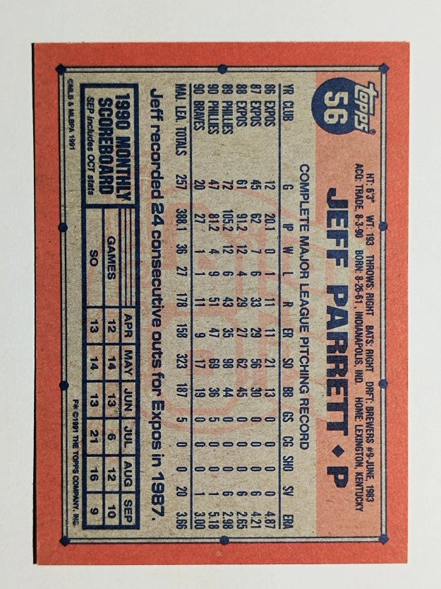1991 Topps #56 Jeff Parrett