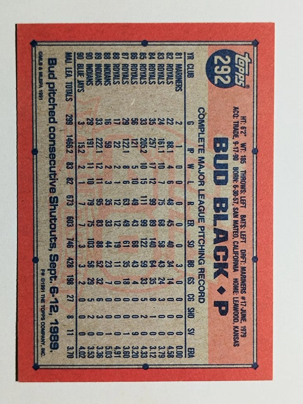 1991 Topps #292 Bud Black