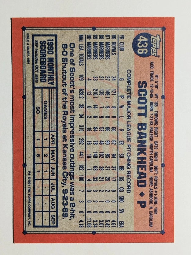 1991 Topps #436 Scott Bankhead