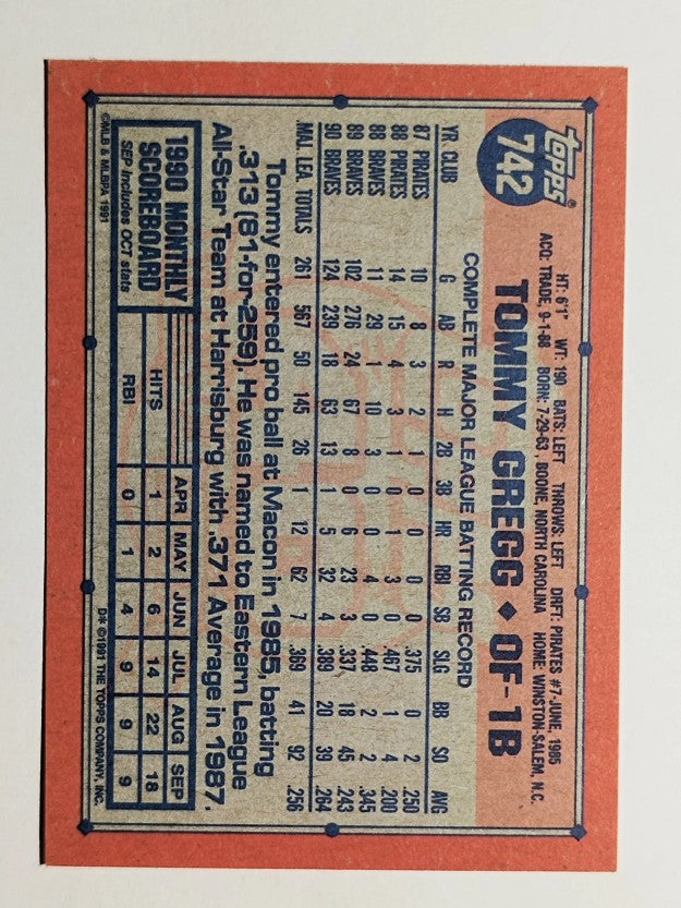 1991 Topps #742 Tommy Gregg