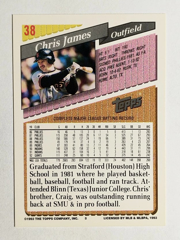1993 Topps #38 Chris James