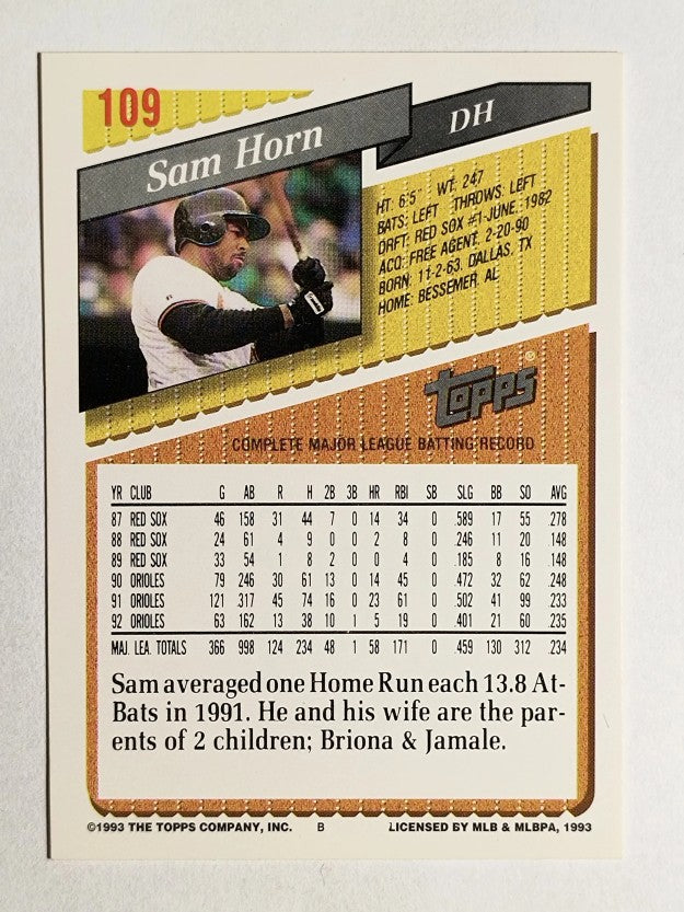 1993 Topps #109 Sam Horn