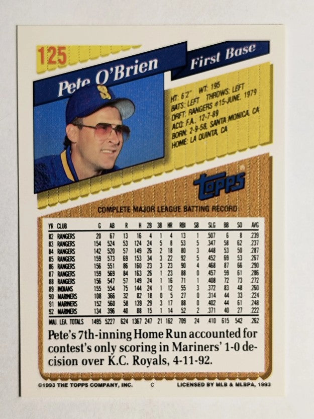 1993 Topps #125 Pete O'Brien