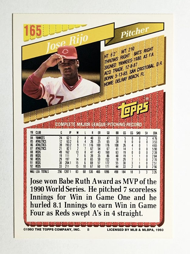 1993 Topps #165 Jose Rijo
