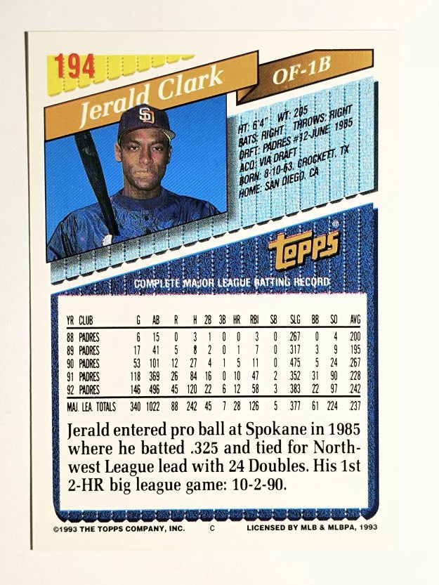 1993 Topps #194 Jerald Clark