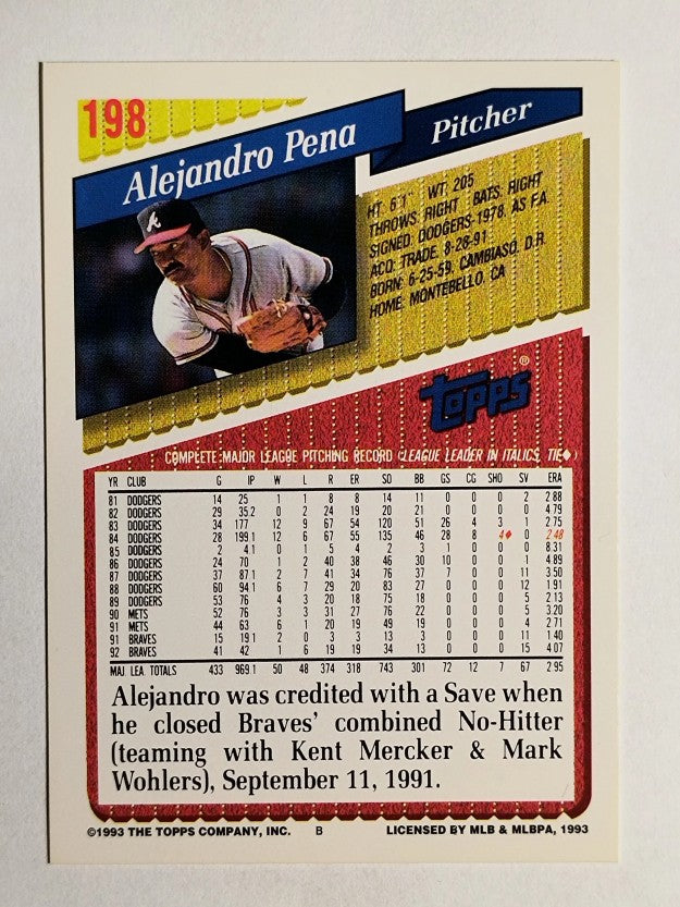 1993 Topps #198 Alejandro Pena