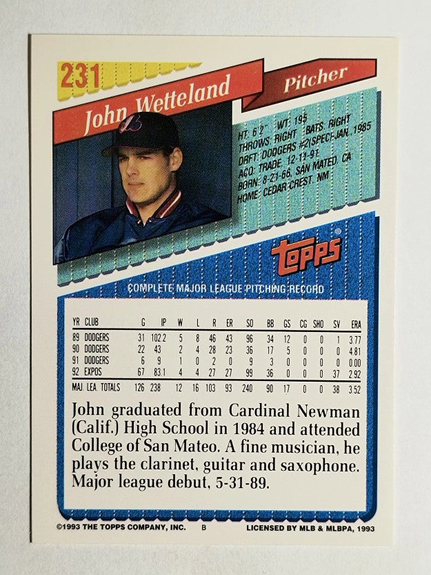 1993 Topps #231 John Wetteland