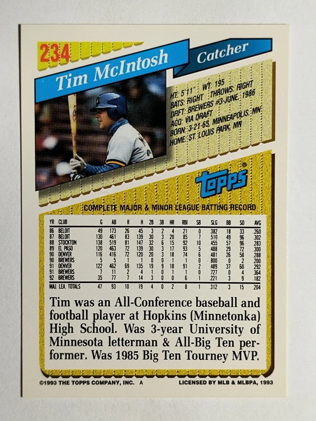 1993 Topps #234 Tim McIntosh