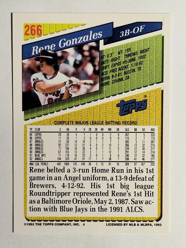 1993 Topps #266 Rene Gonzales
