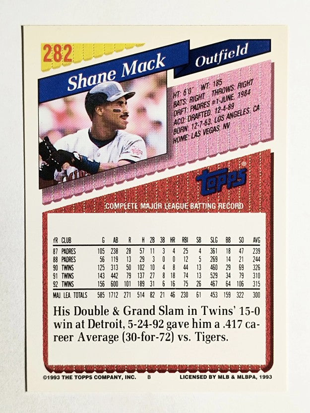1993 Topps #282 Shane Mack