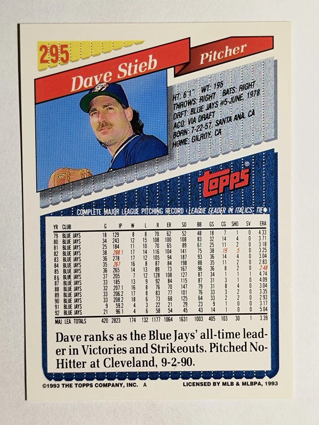 1993 Topps #295 Dave Stieb