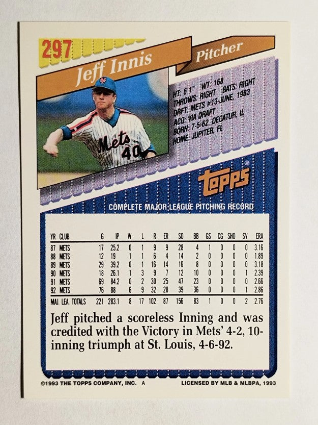 1993 Topps #297 Jeff Innis