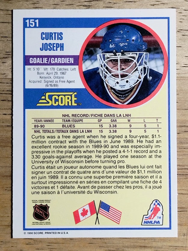1990-91 Score Canadian #151 Curtis Joseph RC