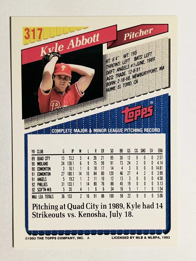 1993 Topps #317 Kyle Abbott