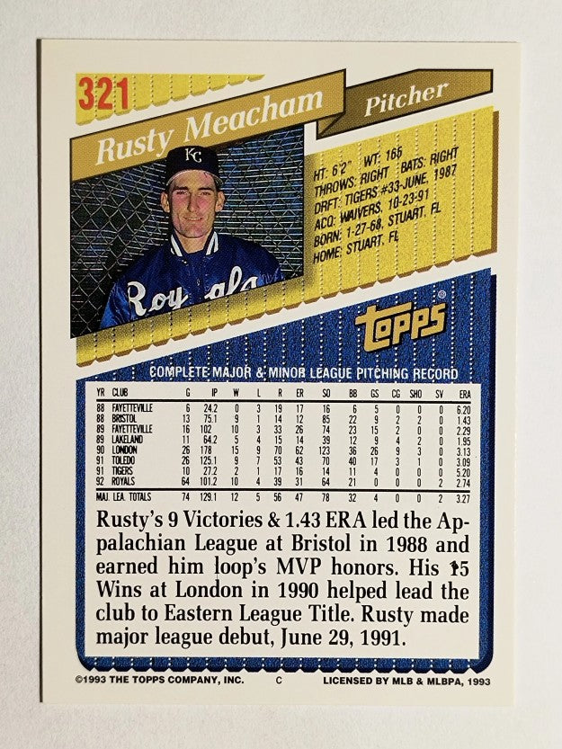 1993 Topps #321 Rusty Meacham