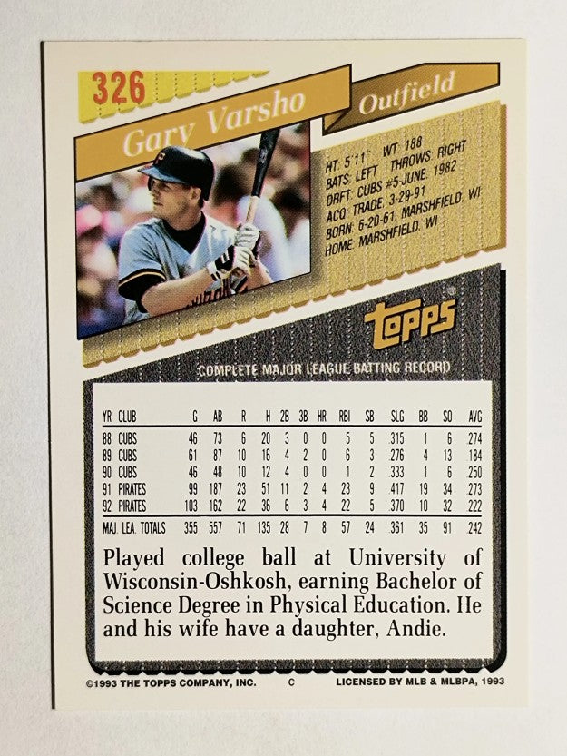 1993 Topps #326 Gary Varsho