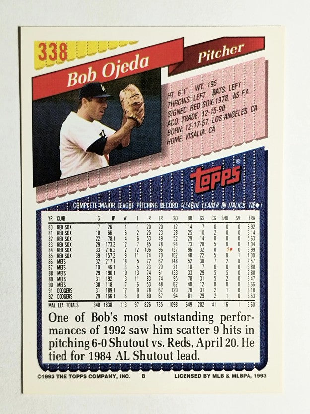 1993 Topps #338 Bob Ojeda