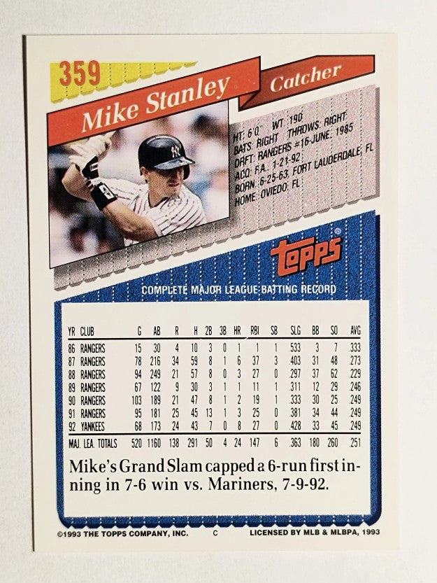 1993 Topps #359 Mike Stanley