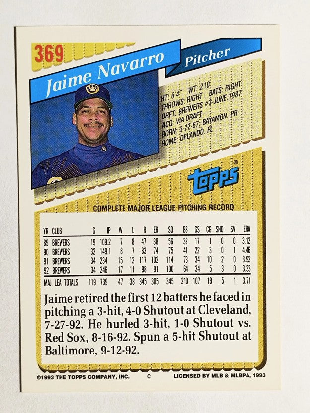 1993 Topps #369 Jaime Navarro