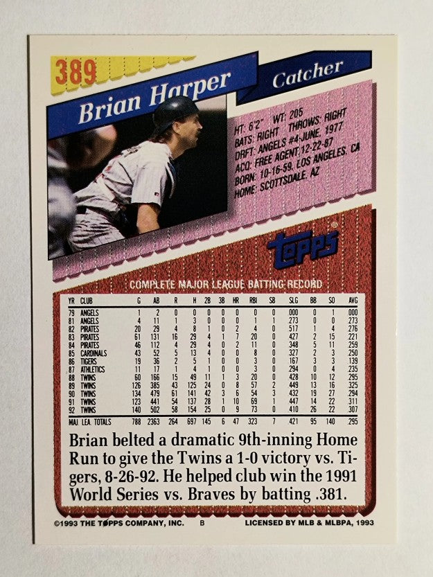 1993 Topps #389 Brian Harper
