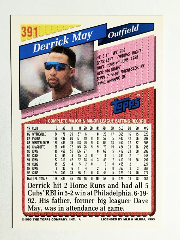 1993 Topps #391 Derrick May