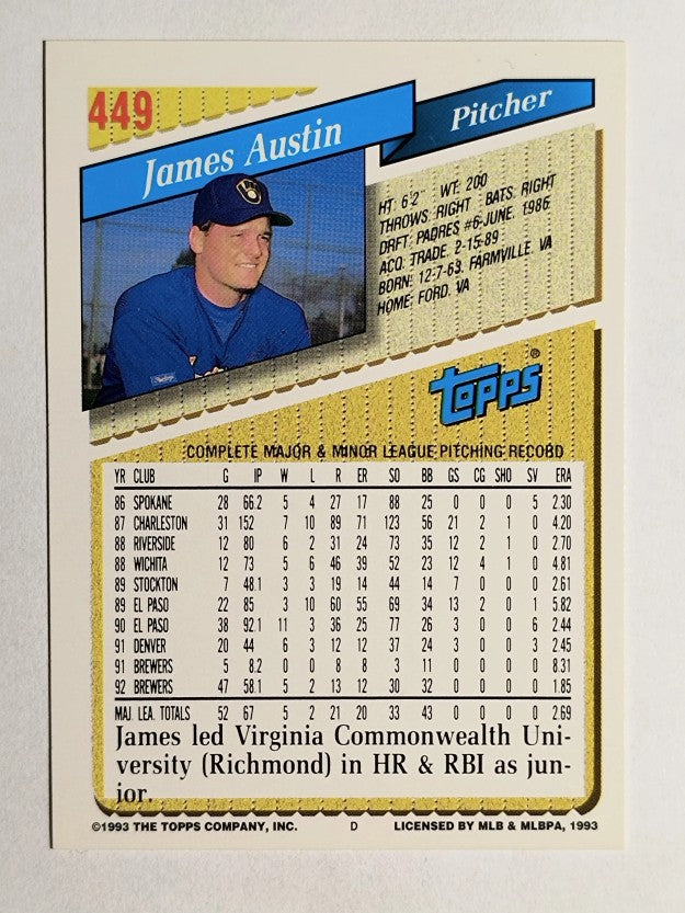 1993 Topps #449 Jim Austin