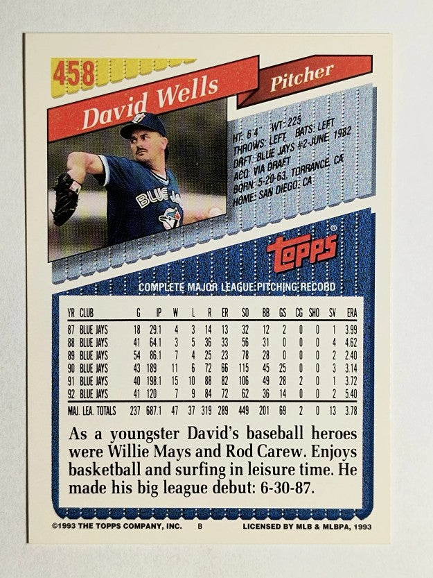 1993 Topps #458 David Wells
