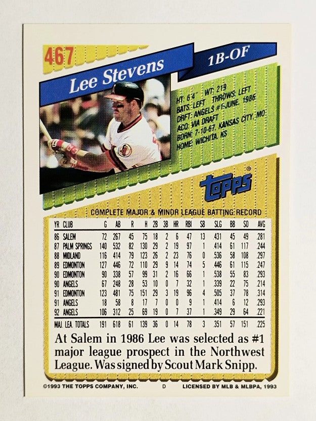1993 Topps #467 Lee Stevens