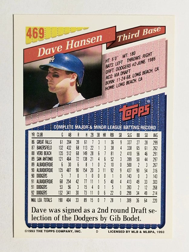 1993 Topps #469 Dave Hansen