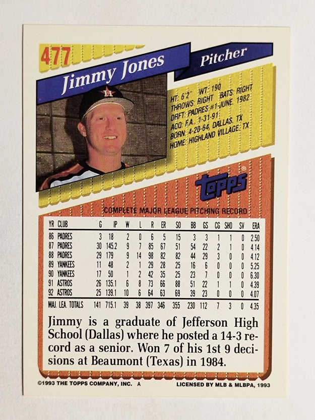 1993 Topps #477 Jimmy Jones
