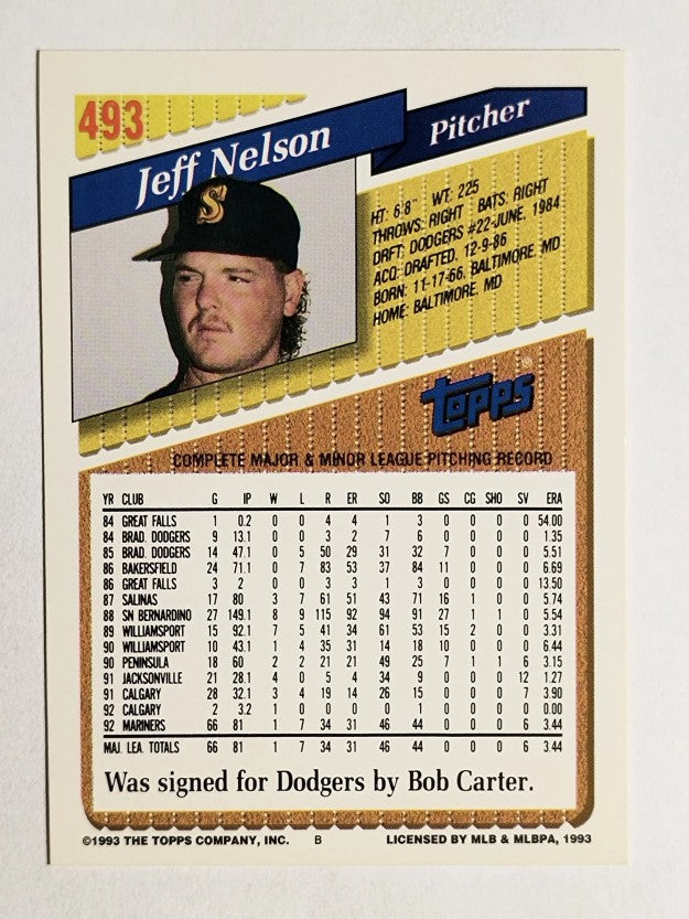 1993 Topps #493 Jeff Nelson