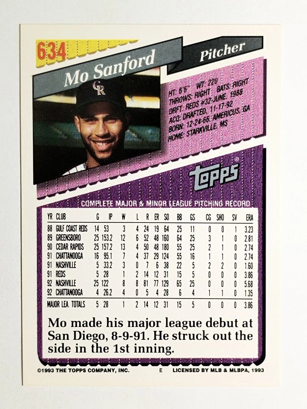 1993 Topps #634 Mo Sanford