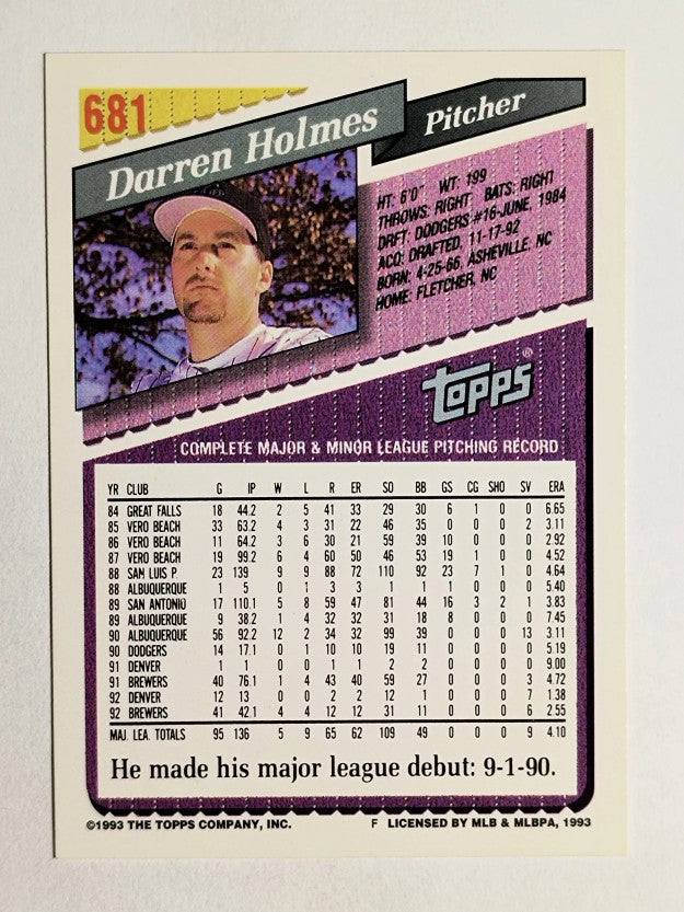 1993 Topps #681 Darren Holmes