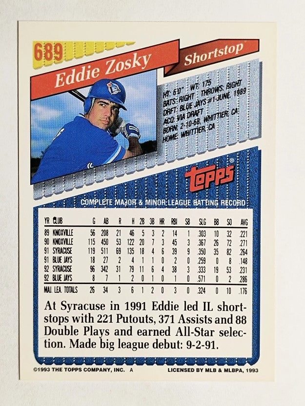 1993 Topps #689 Eddie Zosky