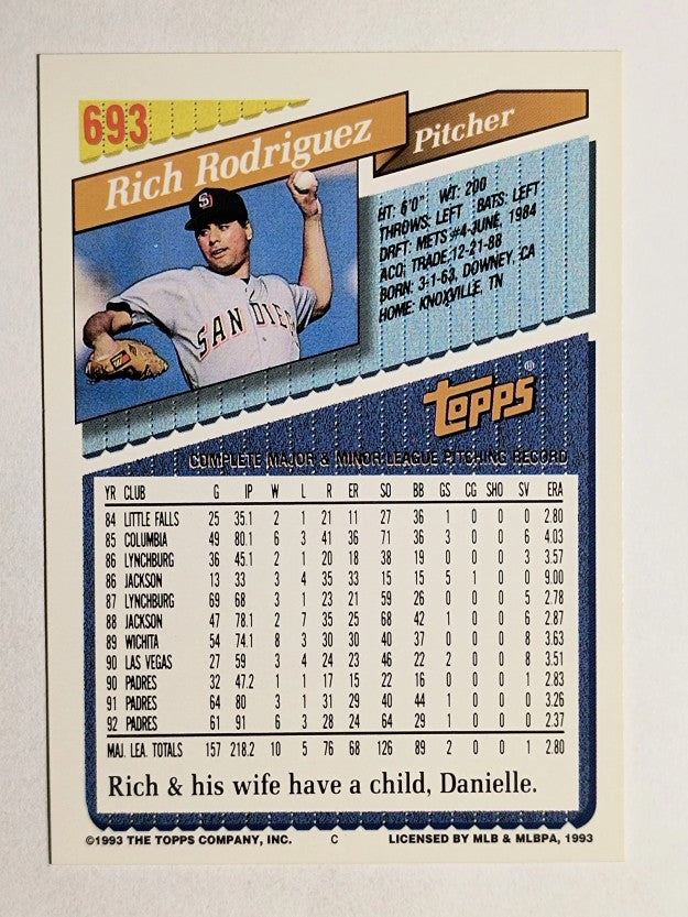1993 Topps #693 Rich Rodriguez